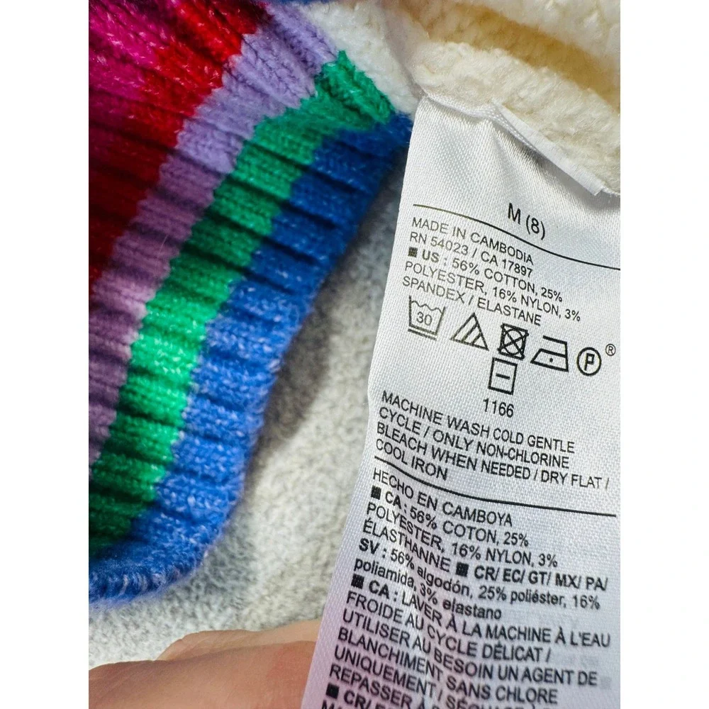 Old Navy Sweater Kids M 8 Cream Rainbow Happy SoSoft Graphic Pullover School